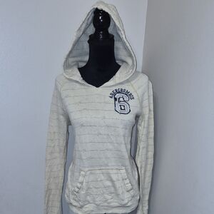 Abercrombie & Fitch White Striped Hoodie